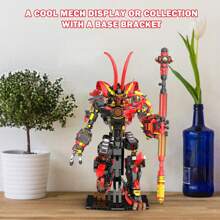 JMBricklayer 机甲机器人积木套装，孙悟空动作人物玩具，带灵活关节和武器，英雄战士中国风机甲模型收藏品展示，适合成人男孩女孩的圣诞礼物 - 彩色 - 查看 4