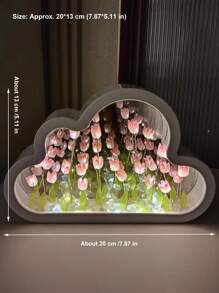 1 st. dekorativ nattlampa med molntulpan/ros, handgjord gör-det-själv-blomsterlampa, dubbelfunktion som nattlampa och spegel, bordsdekor, lämplig som födelsedags- eller alla hjärtans dag-present, mjuk belysning för sömn, gör-det-själv-tulpan-/rosblommapysselkit - Multifärgad - Visa 13