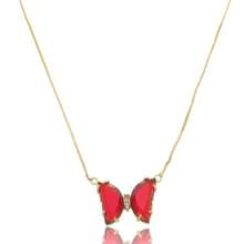 18k Gold Plated Zirconia Butterfly Necklace - Đỏ - Xem 1