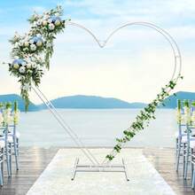 6.79*6.89ft White Heart-Shaped Metal Wedding Arch Flower Balloon Frame Backdrop Stand For Birthday Party Event Ceremony Decoration - trắng - Xem 9