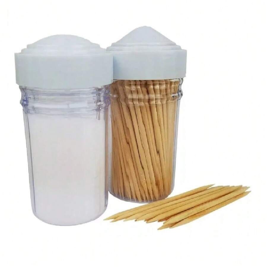 Kit 10 Salt Shakers And 10 Acrylic Table Toothpick Holders With White Plastic Lid 7.5x4cm - Trong sáng - Xem 1