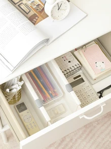 1pc Ngăn chia ngăn kéo có thể điều chỉnh kết hợp miễn phí Ngăn kéo tổ chức Tủ quần áo Ngăn chia ngăn kéo có thể thu vào - trắng - Xem 7