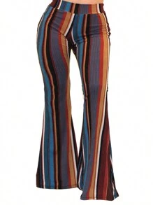 Women's Boho Comfy Stretchy Bell Bottom Flare Pants - trái cam - Xem 3