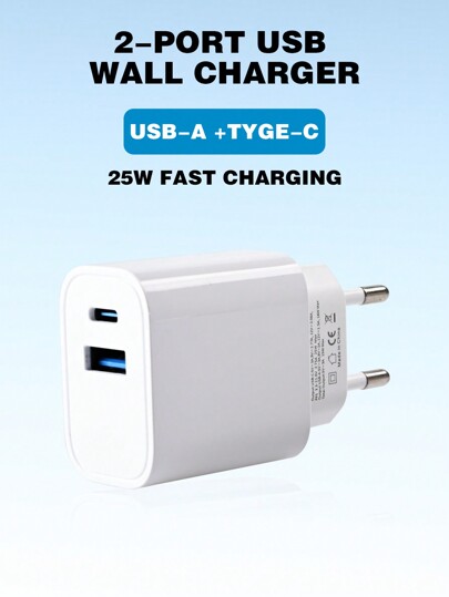 25W Fast Charger, EU Plug PD Charging Adapter, Compatible With Apple, And Other Smartphones Nan Fast Charging