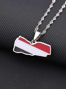 1 pièce Collier pendentif en acier de titane minimaliste à la mode, personnalisé avec carte et drapeau, convient pour un port quotidien, excellent cadeau pour les amis et la famille
