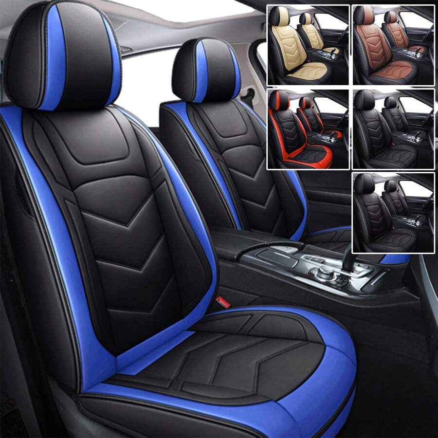 Universal Car Seat Covers For 5-Seat Vehicles Full Coverage Seat Cushion Front&Rear Seat Protector,Fit For Most Sedan SUV Truck Or Nissans Altima Leaf VW Golf Acura And More - 藍色 - 查看 1