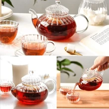 带可拆卸浸泡器的玻璃茶壶、安全炉灶茶壶、带可拆卸玻璃浸泡器的硼硅酸盐玻璃茶壶、散叶茶壶套装，适用于户外、露营