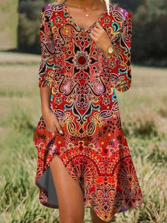 New Retro Casual & Elegant Women Long Dress, Fall/Winter