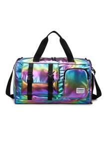 Sac de voyage grande capacité léger arc-en-ciel laser perle - organisateur de gym étanche séparation humide/sec avec compartiment à chaussures indépendant pour la saison scolaire, fitness, yoga et voyage. Sac de week-end, sac de sport, sac de voyage, sac de bagage cabine, sac d'école, sac de week-end, sac d'hôpital, sac de vacances d'hiver pour l'école, accessoires scolaires, fournitures scolaires