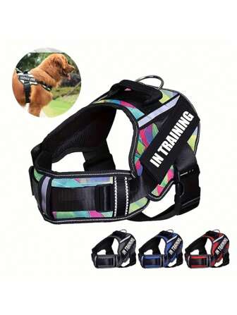 1pc Reflective Polyester Dog Harness, In Training Vest, No Pull Pet Chest Strap, Breathable Adjustable Outdoor For Small, Medium, And Large Dogs