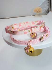 Phụ kiện vòng cổ cho chó/mèo dễ thương - Ý tưởng quà tặng, Vòng cổ nơ trái tim màu hồng - Hồng - Xem 9