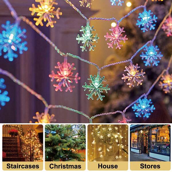 قطعة واحدة من أضواء سلسلة بشكل نجمة الثلج ال- LED، أضواء دافئة/ملونة، ديكور الحفلات، أفكار عيد الميلاد، مستلزمات الاحتفالات، ديكور غرفة، هدايا عيد الميلاد، ديكور المنزل، ديكور المنظر، تعمل بالبطارية، ديكور الغرفة ديكور عيد الميلاد أضواء عيد الميلاد ديكور المنزل ديكور الحفلات ديكور الأعياد شجرة عيد الميلاد الزينة