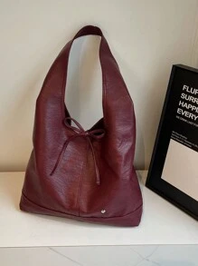 2024 New Korean Version Underarm Bag For Women, Large Capacity Tote Bag For Students And Commuters, Autumn Winter, Fashionable Burgundy Bag