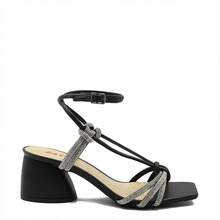 Diana Glitter Hexagonal Heel Sandal - 黑色 - 查看 1