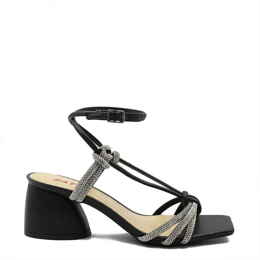 Diana Glitter Hexagonal Heel Sandal - 黑色 - 查看 1
