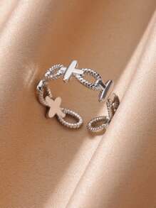 1 Stück Klassischer Mode Edelstahl Ring für Frauen und Mädchen, 18K Goldplattiert, wassergeschützt, geeignet als Hochzeits-, Geburtstags- oder Jahrestags-Geschenk