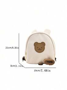 1 mochila unisex con cierre de cremallera con diseño de osito de dibujos animados para niños de jardín de infantes, bolsa adorable para bocadillos y uso diario con diseño antipérdida - Blanco - Ver 6