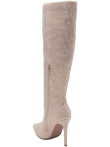 Rhinestone Thigh-High Boots – Glamorous Stiletto Heel Boots - Beige - View 6