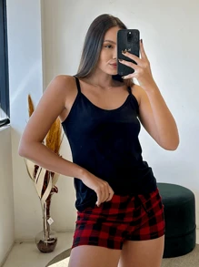 Shot Doll Women's Red Plaid Strap Summer Heat - Đỏ - Xem 1