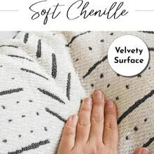 1pc Bohemian Style Geometric Pattern Cushion Cover (Without Insert), Soft Chenille Decorative Pillow Sham Suitable For Sofa, Bed, Living Room Home Decor, Year-Round - Cream White - View 6