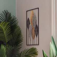Well Home - Decorazione da parete Foglie in metallo 37x65cm - Tocco naturale e moderno per la decorazione della casa - Multicolore - Visualizzare 4