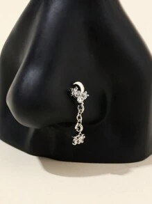 1 件长流苏链星星和月亮鼻钉环适合女士日常佩戴 - 星星 - 查看 1