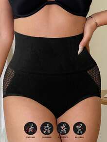 1 件装高腰透气内裤女士收腹提臀产后腹部塑身瘦腰塑身 - 黑色 - 查看 1