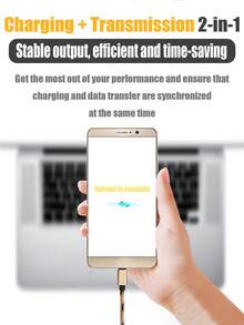 60W High Power, 1 Meter, USB To TYPE-C Interface Data Cable, Tiger Weave Material, Compatible With TYPE-C Interface Devices. 2-In-1 High-Power Charging And Data Transmission. - Tiger Stripes - View 5