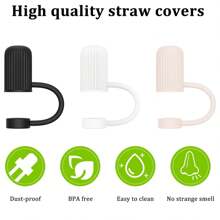 1PC/3PCS 圆柱形吸管盖，可重复使用的硅胶吸管盖，适用于直径 6-10 毫米的吸管 - 彩色 - 查看 6