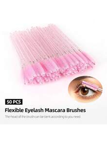 100支一次性睫毛膏刷和唇刷套装，水晶粉色化妆刷套装，全套化妆刷套装，化妆刷套装，化妆刷套装，全套化妆工具，化妆刷套装，全套化妆工具，化妆刷套装，化妆刷套装，化妆礼盒套装 - 彩色 - 查看 3