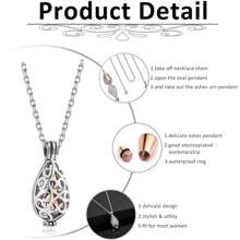 1 件火葬骨灰盒项链，带空心花泪珠纪念品骨灰盒火葬珠宝不锈钢纪念盒吊坠骨灰盒，适合女士男士宠物爱好者情人节、妈妈、母亲、母亲节、礼物