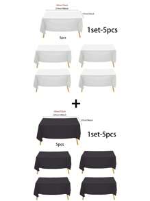 5 件一次性派对桌布，PE 塑料布，生日甜点桌，纯色白色桌布，适用于派对和生日派对装饰、圣诞节 - 白色 - 查看 7