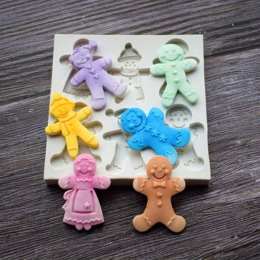 1pc Christmas Gingerbread Man Silicone Mold, Candle Mold, Soap Mold, Resin Molds, DIY Soft Pottery Clay Drop Glue Decorative Mold, Hand Decorative Art Tools