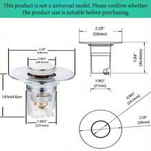 1pc Brass Sink Drain Stopper With Pressure Release Design, Quick Drainage For Bathroom Sinks, Convenient And Easy To Use - Silver - View 3