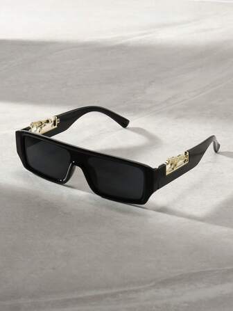 1 件豹纹时尚男士黑色时尚眼镜，适合海滩摄影万圣节街头风格，适合毛衣夹克运动衫连帽衫皮裤和工装裤，适合夏季海滩度假、户外、旅行