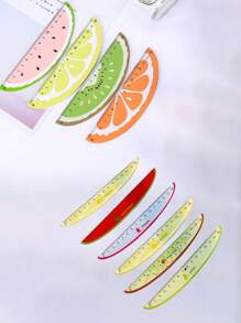1/4pcs Wooden Ruler, Random Style Measuring Ruler, Creative Fruit Shaped Office Supplies, Teaching Reward Prizes, Birthday Party Decoration Gifts, Back To School And Study Supplies, Student Office Stationery And Study Measurement Tools, 15cm Watermelon Kiwi Lemon Orange Ruler, Cute And Fresh Student Award Drawing Ruler, Essential Straightedge For Mathematics