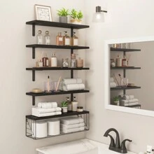 Kệ phòng tắm 3/5 tầng, Trang trí tường, Kệ nổi gắn tường, Kệ phòng tắm trên bồn cầu có lan can kim loại, Trang trí kệ tường phòng, Kệ lưu trữ giấy vệ sinh Farmhouse, Cho phòng tắm, Phòng khách, Phòng ngủ, Lưu trữ và trang trí tường bếp, Trang trí phòng Trang trí phòng tắm Nhà Tổ chức phòng tắm Mùa hè Trở lại trường - Nhiều màu - Xem 3