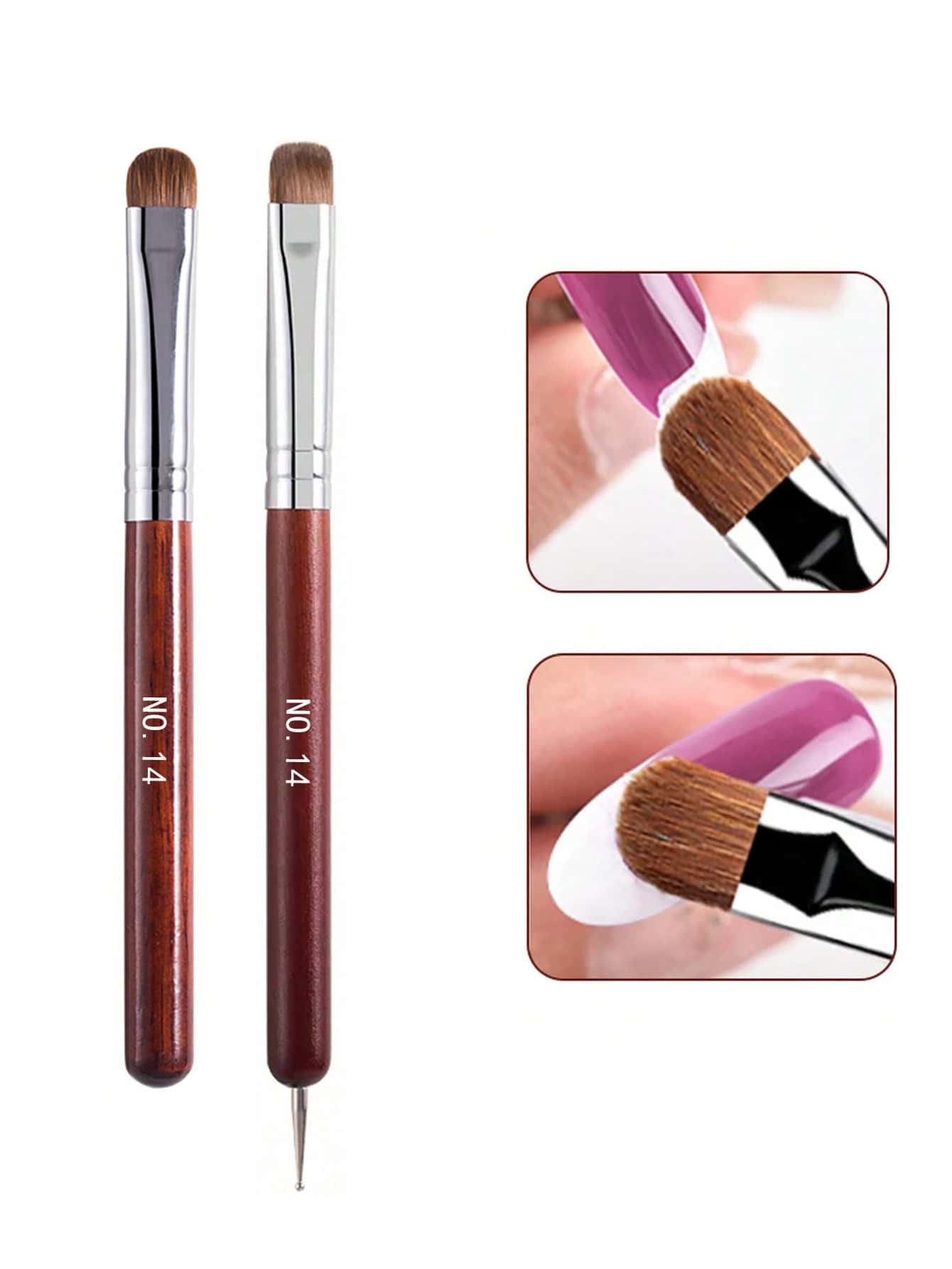 1支法式美甲笔，适用于亚克力美甲延长、UV凝胶美甲，尺寸14