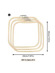 3pcs Beige Square -Friendly Moso Bamboo Handmade DIY Cross Stitch Embroidery Hoops  Embroidery Frames  Punch Needle Hoops, Also As Photo Frame Decoration, Durable