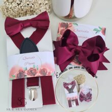 Wedding Flower Girl Kit Hair Bow With Tag And Organza Bag - Gỗ đỏ - Xem 3