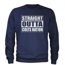 Straight Outta Colts Nation Football  Adult Crewneck Sweatshirt - Black - View 8