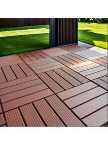 Plastic Interlocking Deck Tiles, 44 Pack, 12"X12" Waterproof All-Weather Patio Decking For Poolside, Balcony, Backyard, Bathroom, Easy To Install - 1 - View 3