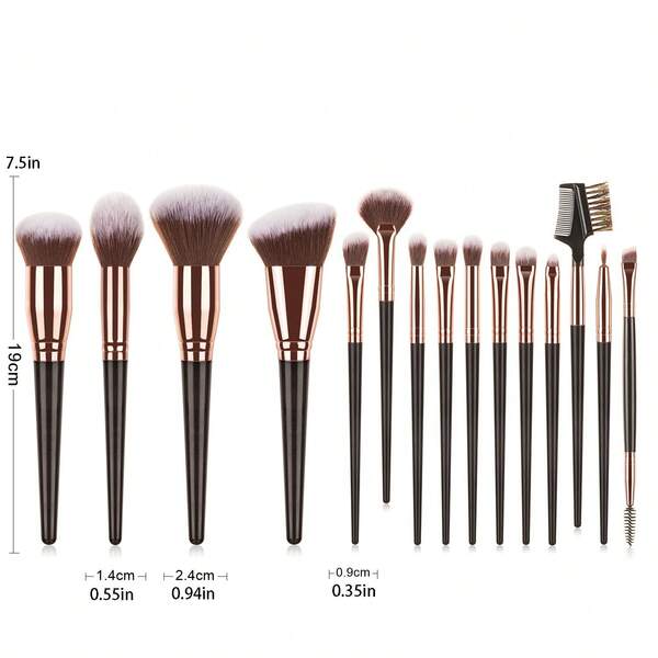 Set de pensule de machiaj Jumbo, instrument de machiaj pentru față Champagne Gold, peri de nailon, toate tipurile de piele, mâner din plastic ABS - Set complet de instrumente de frumusețe fără aromă pentru fond de ten, fard de pleoape, amestec, corector, creion de ochi - set versatil de instrumente de frumusețe pentru începători și profesioniști, cadou pentru Femei