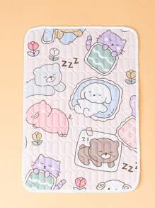 1 pieza Almohadilla acolchada con estampado de animales de dibujos animados lindos Oso/Conejo/Perro/Gato, base antideslizante e impermeable, adecuada para cuna/carriola, todas las estaciones, uso al aire libre - Multicolor - Ver 10