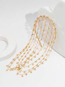 1件手工金色蝴蝶流苏头链，发饰，发链，发饰，发藤链，学生用品，女士饰品，婚礼，发饰，准新娘，女士发饰 - 金色 - 查看 2