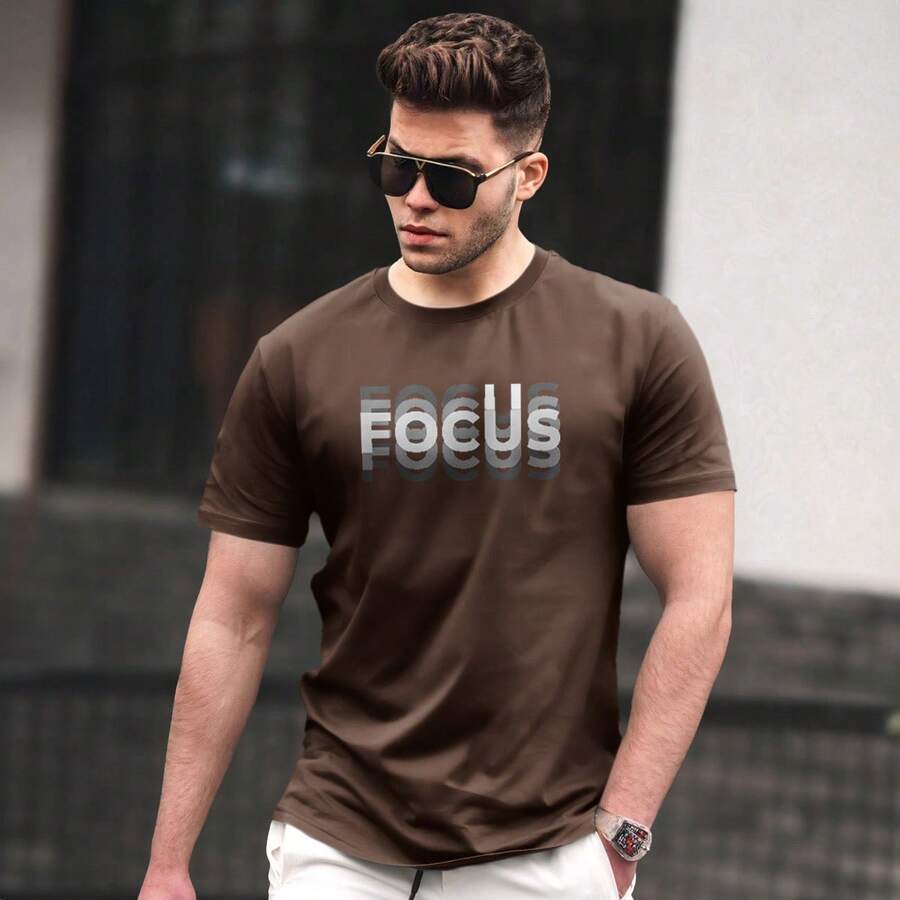 Shirt Men's T-Shirt Premium Mesh Printed T-Shirt Street Focus - Rỉ Nâu - Xem 1