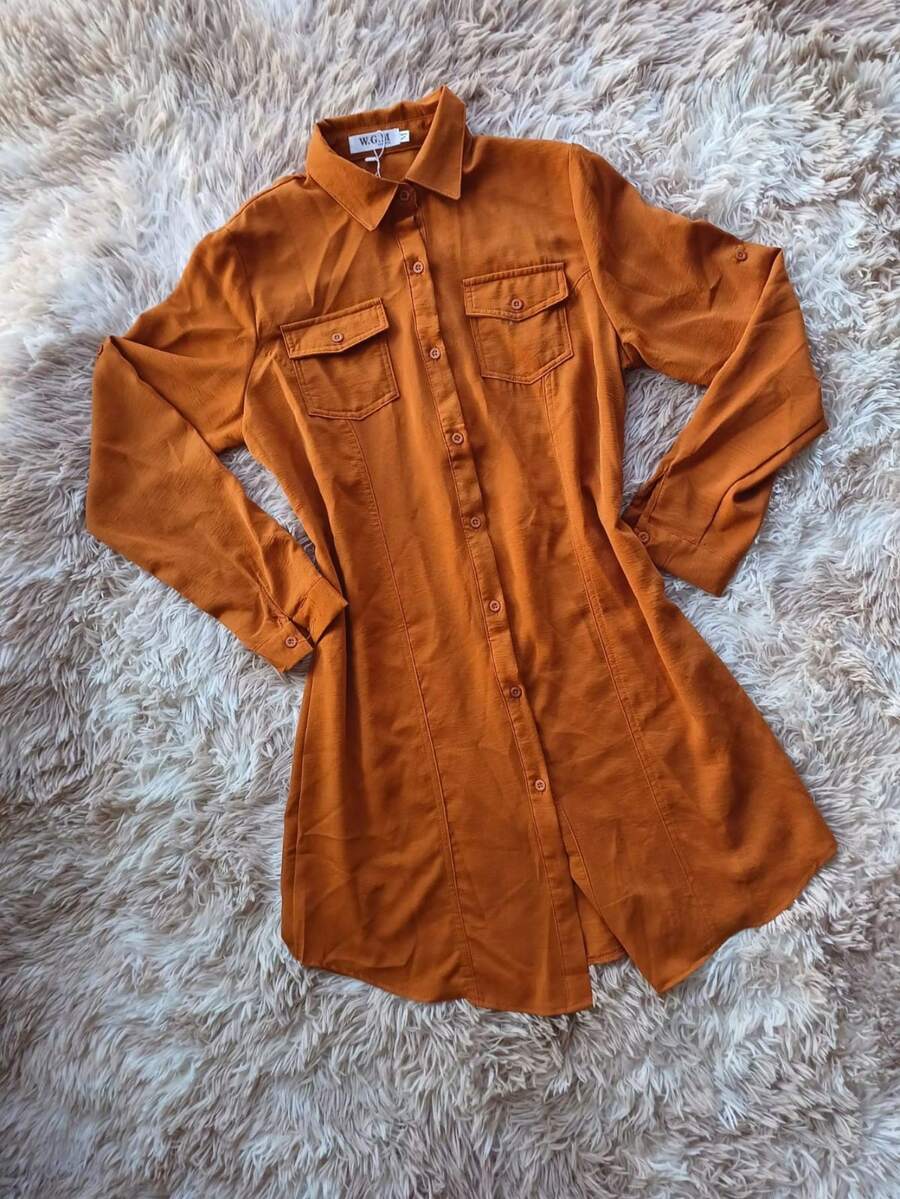W.G.M Fashion Shirt Dress With Bag - Rỉ Nâu - Xem 1