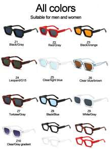 复古方形框架时尚眼镜男士厚矩形墨镜小脸眼镜黄色镜片复古墨镜（带多功能螺丝刀、眼镜纤维布）适合夏季海滩度假、户外、旅行 - 黑色 - 查看 9