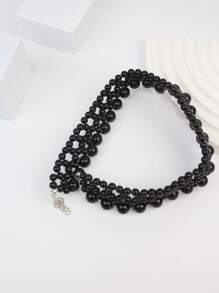 A Handmade Pearl Tie With Elegant Retro College Style For  Girls. Heavy-Duty Beaded, All-Match Fashion Item. A Hollowed-Out Woven Tie That Can Be Matched With Shirts, JK Uniforms And Suits. Suitable For Occasions Such As Campus Dances And Activity Parties. - Multicolor - View 16