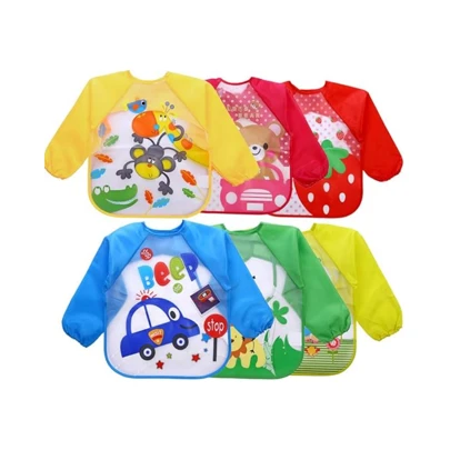 1/3/6 Packs Kids Art Smock Long Sleeve Waterproof Painting Apron For Kids Paint Clothes Artist Aprons Toddler Art Supplies,Kids Apron,Apron,Apron Kids,Apron>Kid,Kids Aprons Kids,Painting Aprons Children